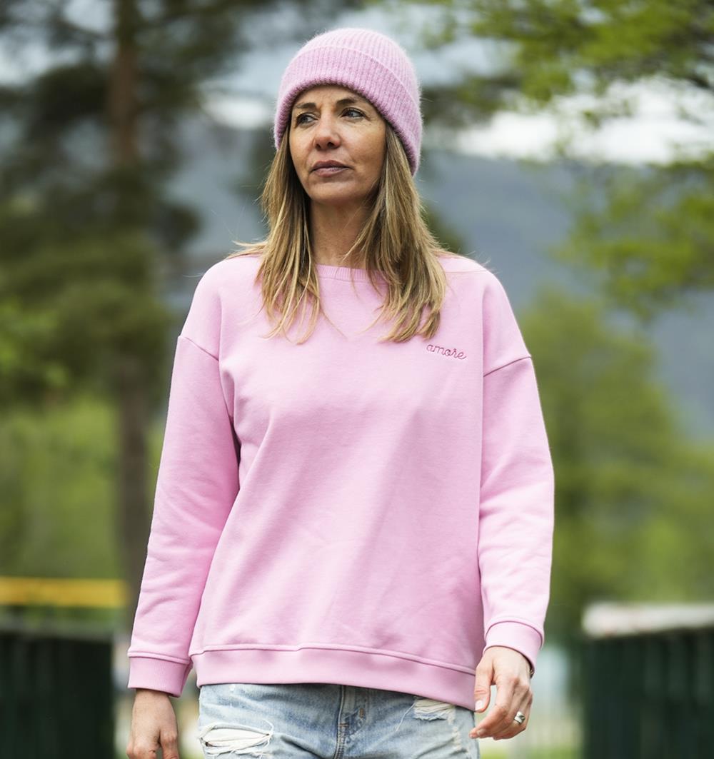 Le sweat col rond Wide femme Spring personnalisable (36, Rose bonbon) - Photo 5