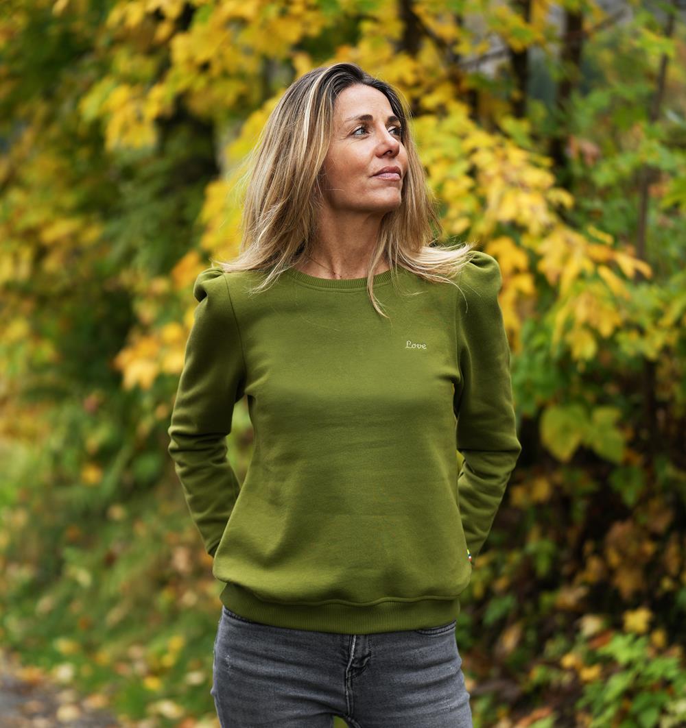 Le sweat à manches longues froncées femme Winter personnalisable (36, Vert mousse) - Photo 5