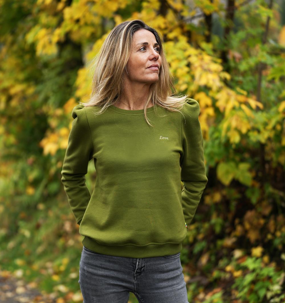 Le sweat à manches longues froncées femme Winter personnalisable (36, Vert mousse) - Photo 7