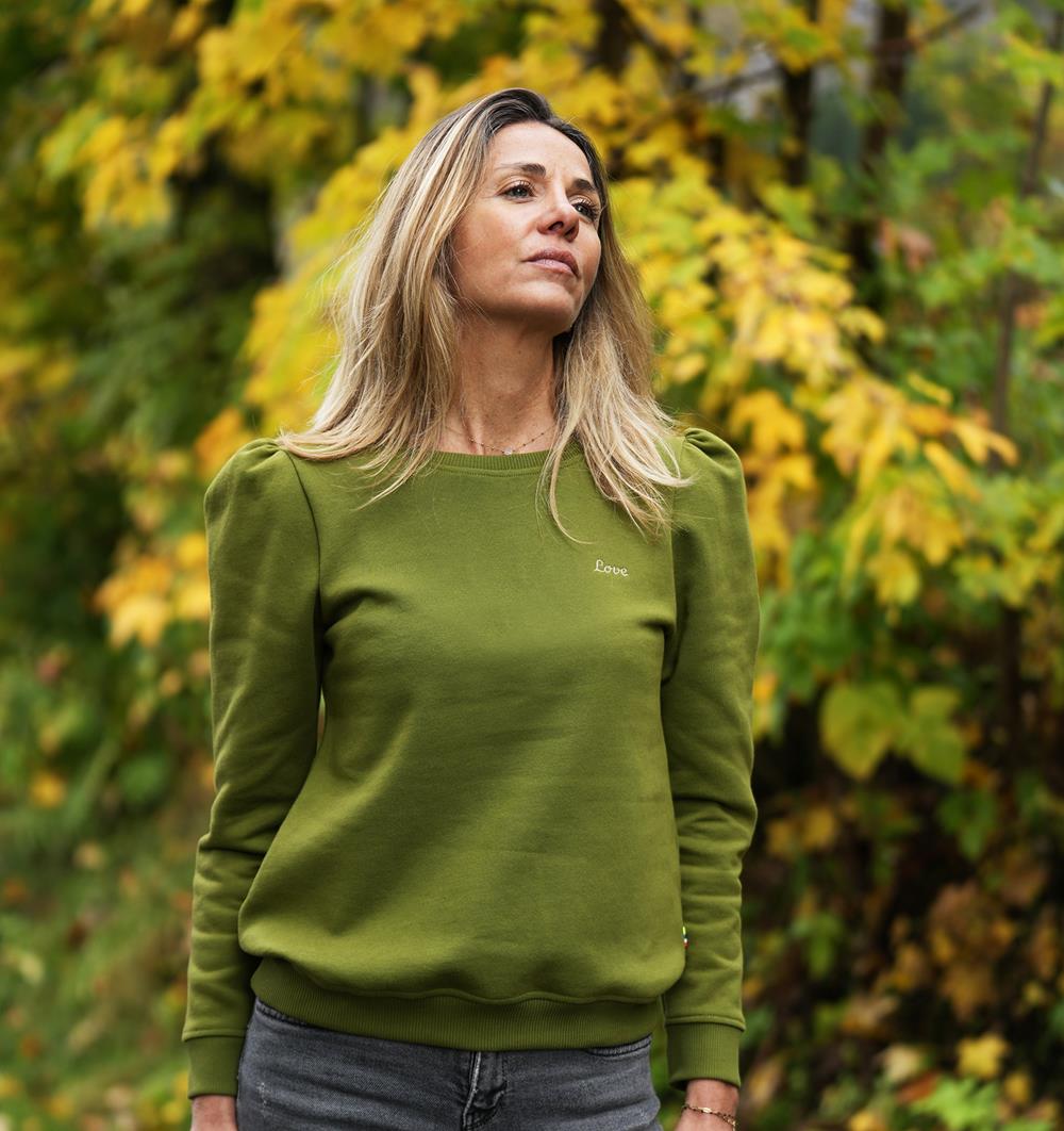 Le sweat à manches longues froncées femme Winter personnalisable (36, Vert mousse) - Photo 6