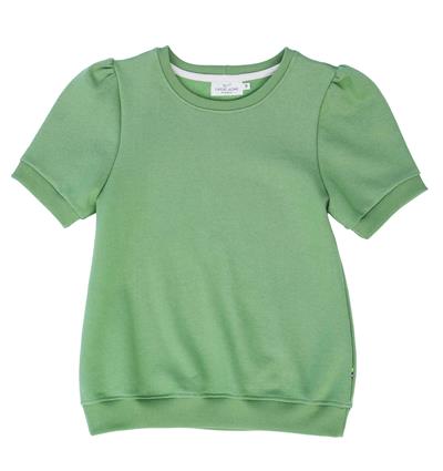 Sweat à manches courtes froncées femme Vert pomme T.36 - Photo 3