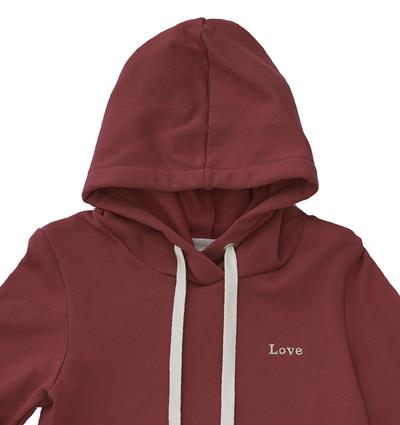 Sweat capuche femme coloris Rouge tendre Love T.38 - Photo 4