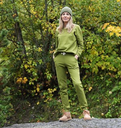 Sweat col rond Wide femme coloris Vert mousse Think snow T.38 - Photo 2