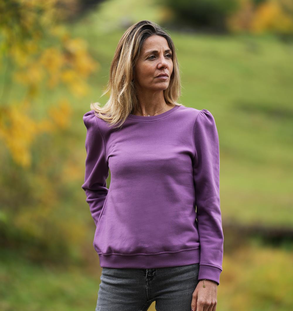 Sweat &#224; manches longues fronc&#233;es femme Violet T.36