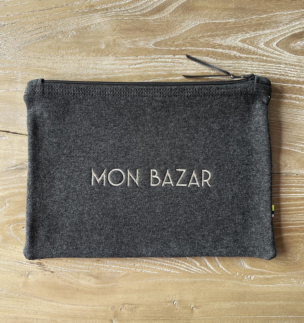 Pochette en sweat grand mod&#232;le en stock Mon bazar coloris Noir chin&#233;